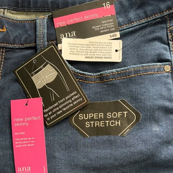 a.n.a Women's New Perfect Skinny Jeans 16 Mid Rise - Picture 3 of 7